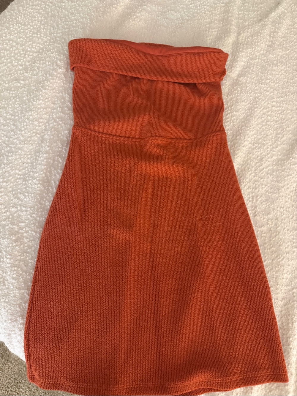 Strapless Knit Tube Dress — Burnt Orange